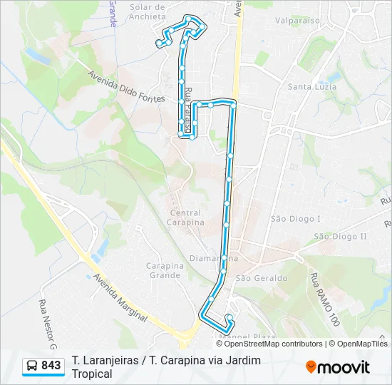 843 Bus Line Map