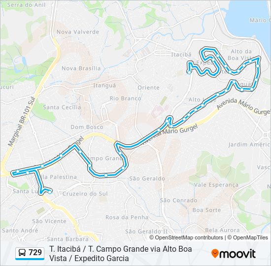 Mapa de 729 de autobús