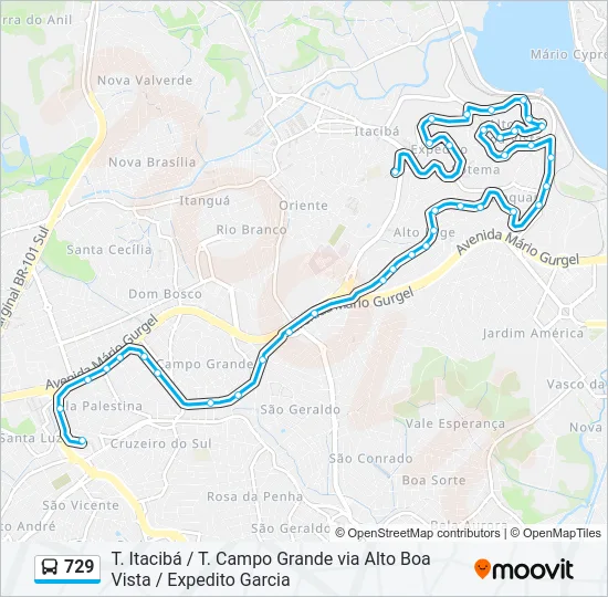 729 Bus Line Map