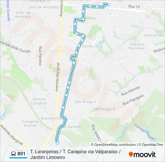 801 Bus Line Map