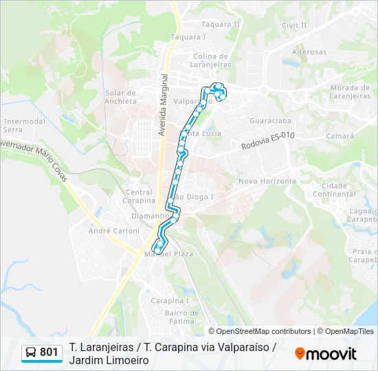 801 Bus Line Map