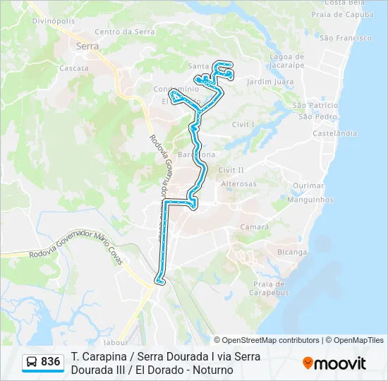 836 Bus Line Map