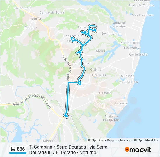 836 Bus Line Map
