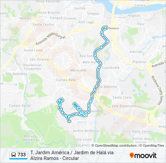 733 Bus Line Map