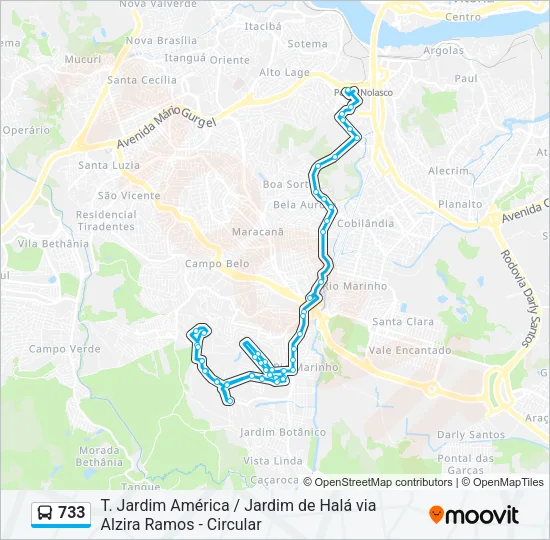 733 Bus Line Map
