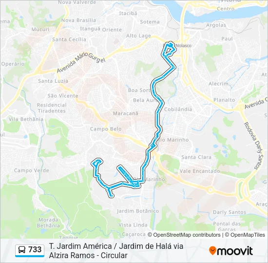 733 Bus Line Map