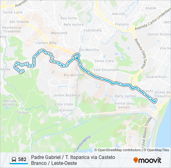 Mapa de 582 de autobús