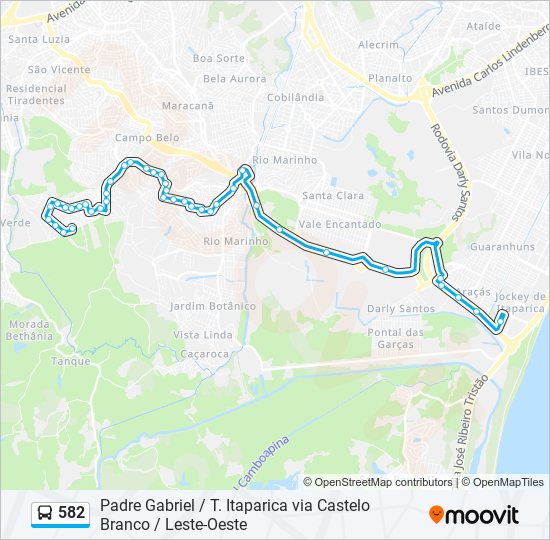 Mapa da linha 582 de ônibus