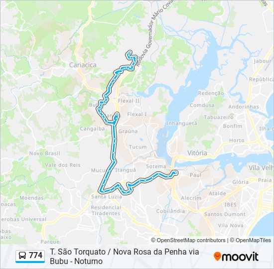 Mapa de 774 de autobús