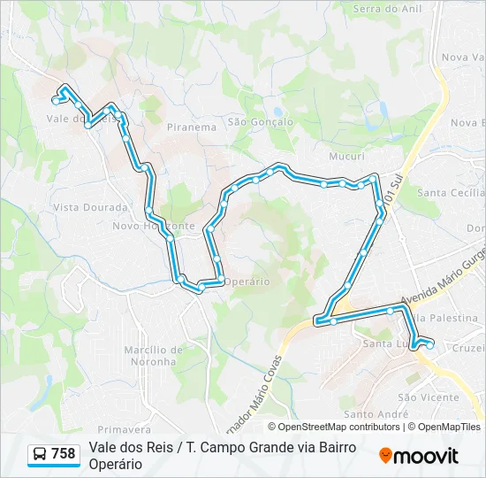758 Bus Line Map