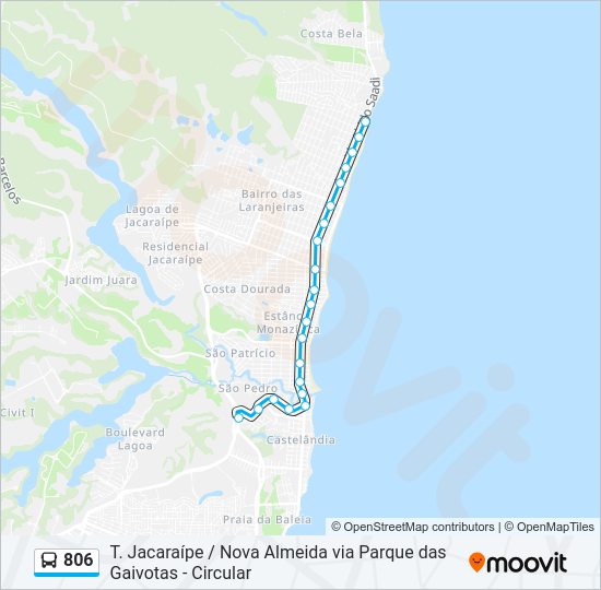 Mapa da linha 806 de ônibus