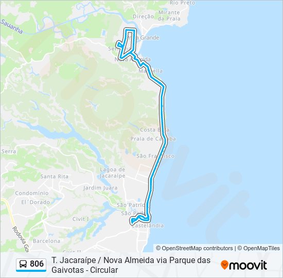 Mapa de 806 de autobús