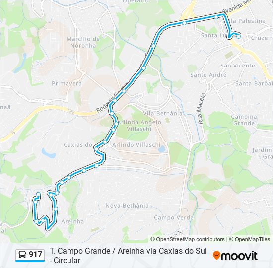 Mapa de 917 de autobús