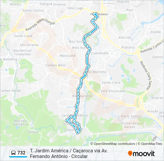 732 Bus Line Map