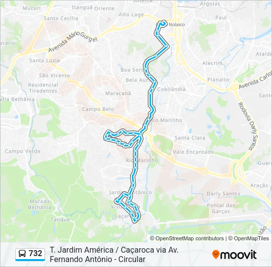 732 Bus Line Map