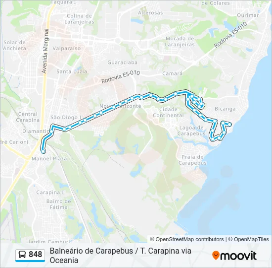 848 Bus Line Map