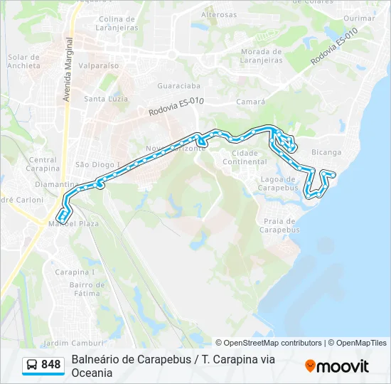 848 Bus Line Map
