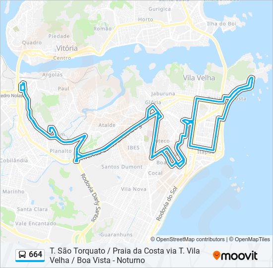 Mapa de 664 de autobús