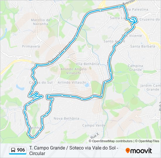 906 bus Line Map