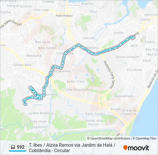 592 Bus Line Map
