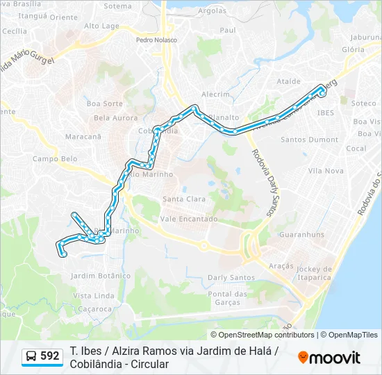 592 Bus Line Map