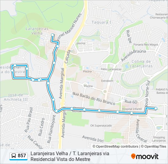 857 bus Line Map