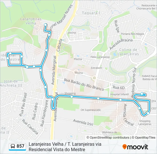 857 Bus Line Map