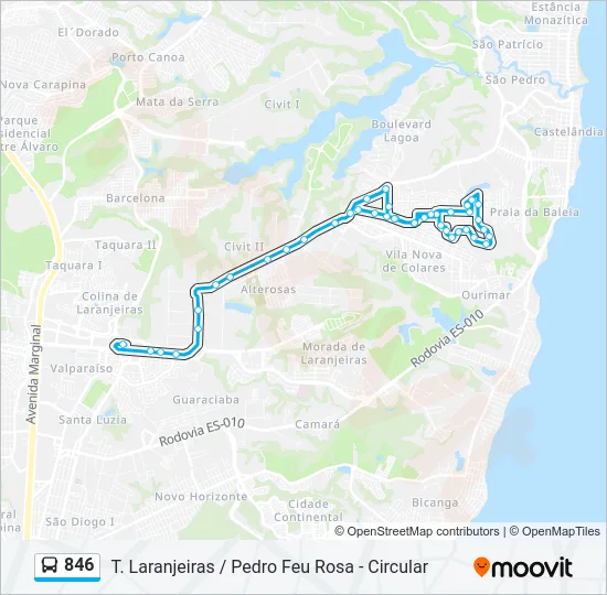 846 Bus Line Map