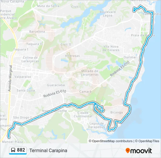 882 Bus Line Map