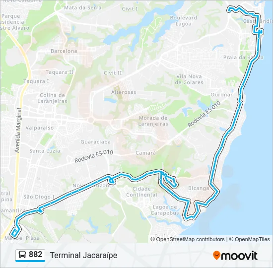 882 Bus Line Map