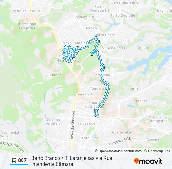 887 bus Line Map