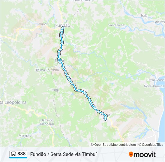 Mapa da linha 888 de ônibus