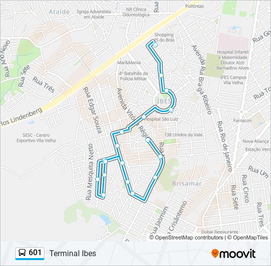 601 bus Line Map