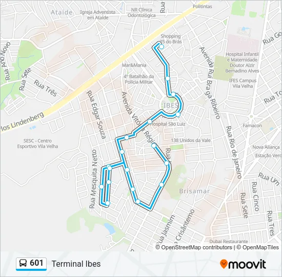 601 Bus Line Map