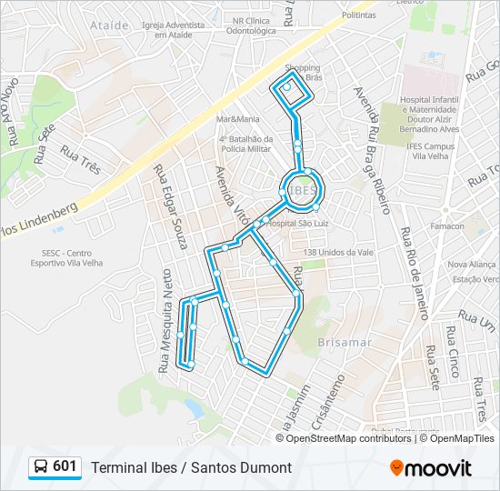 Mapa de 601 de autobús