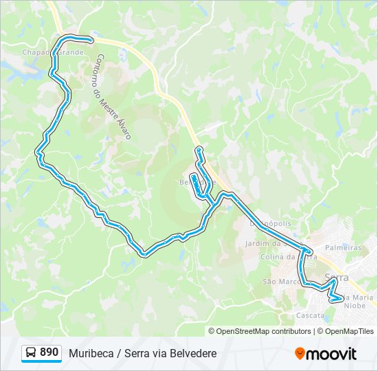 Mapa de 890 de autobús