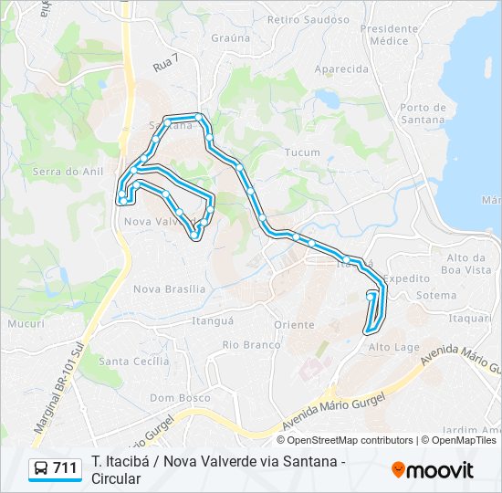 Mapa de 711 de autobús