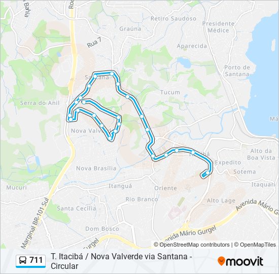 711 bus Line Map