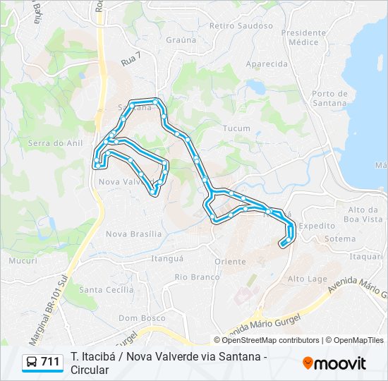 711 bus Line Map