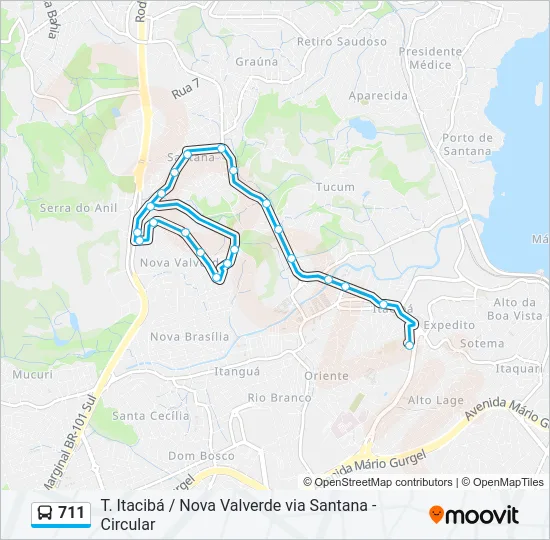711 Bus Line Map