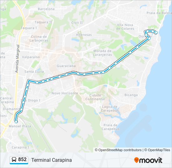 852 bus Line Map