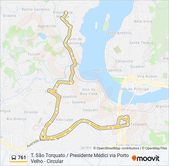 Mapa da linha 761 de ônibus