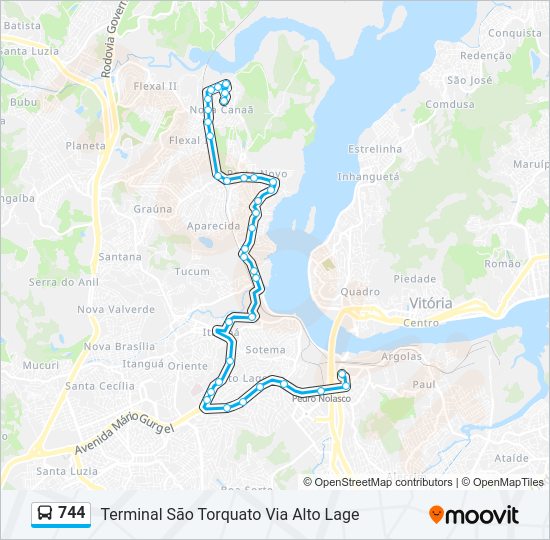 Mapa da linha 744 de ônibus