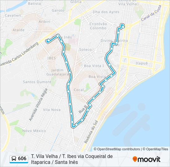 Mapa da linha 606 de ônibus