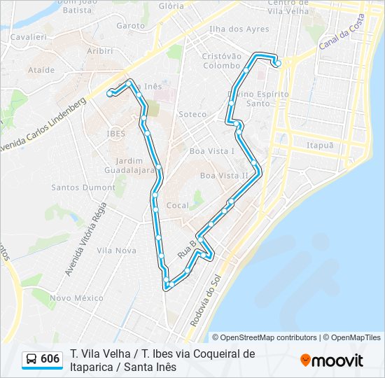 Mapa de 606 de autobús