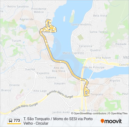 Mapa de 773 de autobús