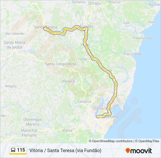 Mapa da linha 115 de ônibus