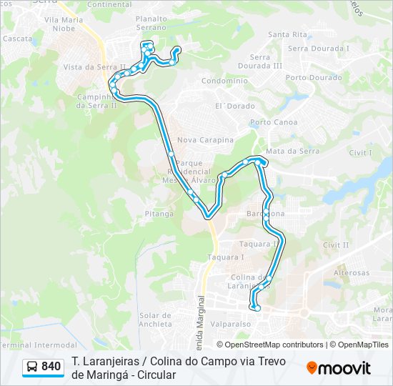 840 bus Line Map