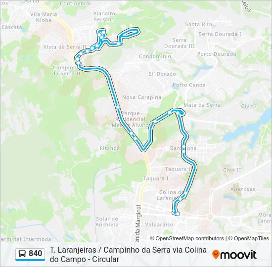 840 Bus Line Map