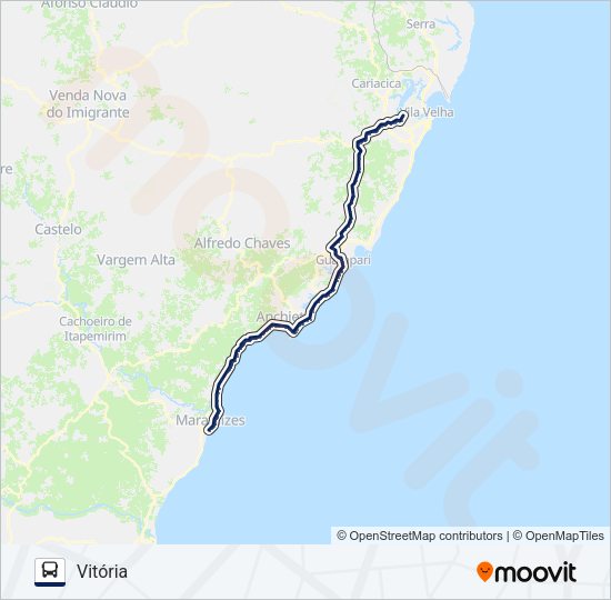Mapa da linha 021/0/1400 de ônibus